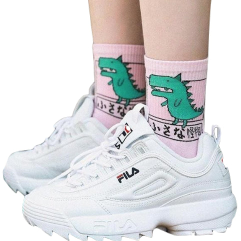 Japanese dino socks - ankle socks - cotton - dino - dinosaurs - green dinosaur