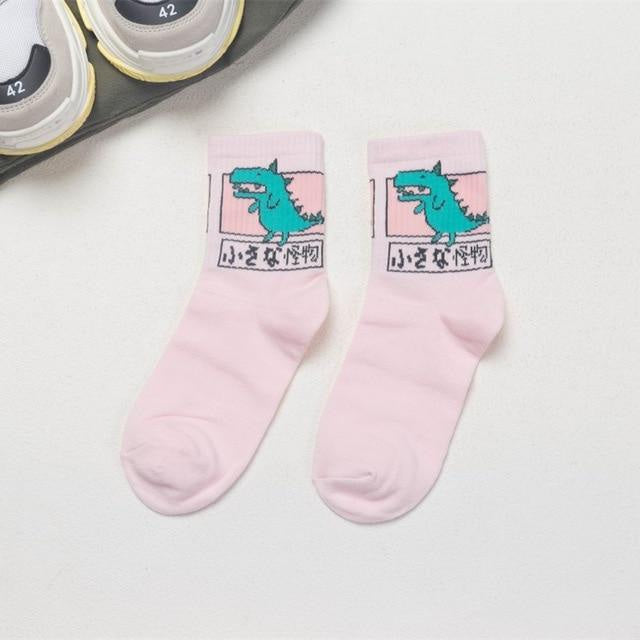 Japanese dino socks - ankle socks - cotton - dino - dinosaurs - green dinosaur