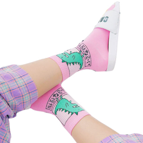 Japanese dino socks - ankle socks - cotton - dino - dinosaurs - green dinosaur