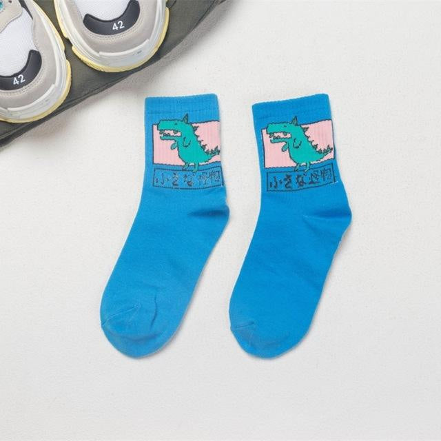 Japanese dino socks - ankle socks - cotton - dino - dinosaurs - green dinosaur