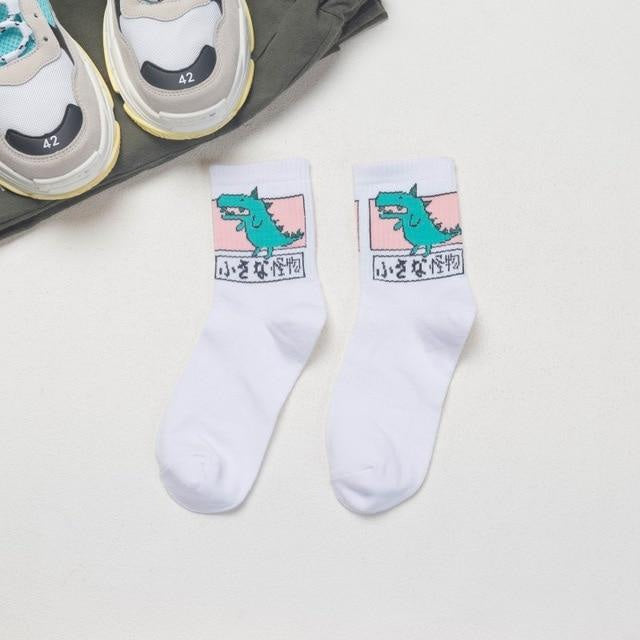 Japanese dino socks - ankle socks - cotton - dino - dinosaurs - green dinosaur