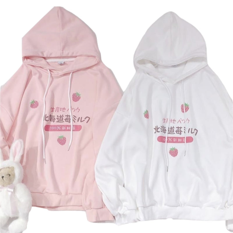 Kawaii japanese strawberry hoodie harajuku japan sweater