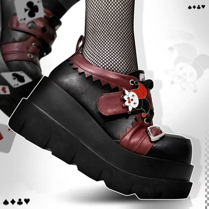 Kawaii the joke’s on you gothic joker platform lace up shoes