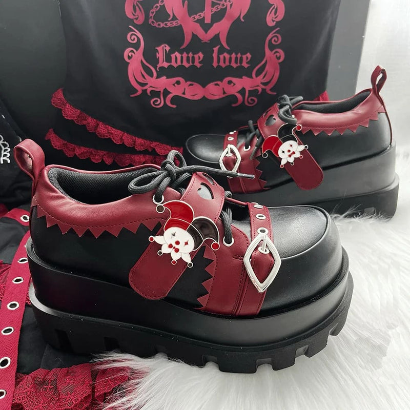 Kawaii the joke’s on you gothic joker platform lace up shoes