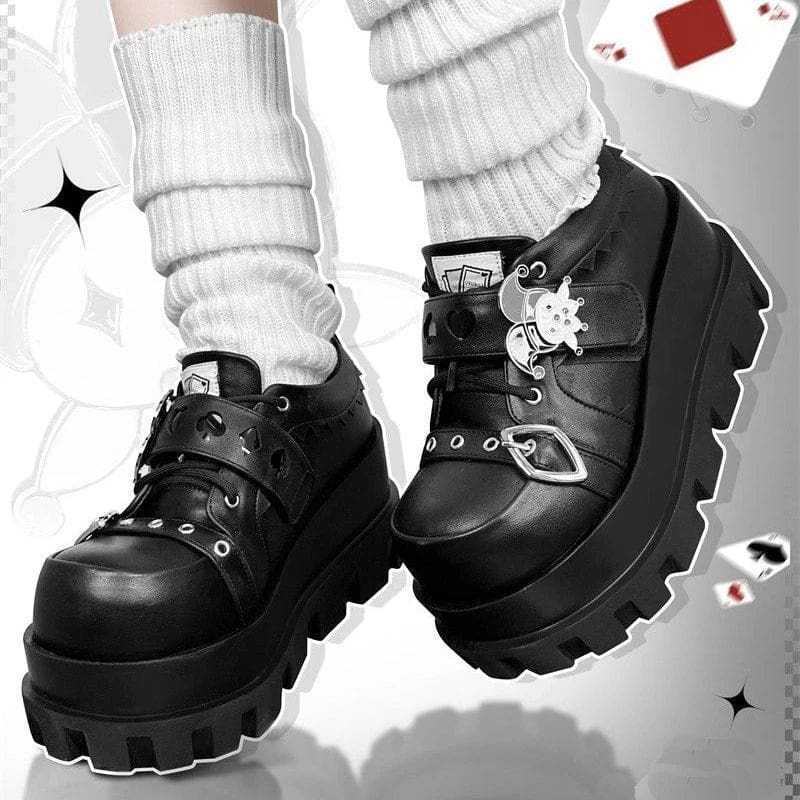 Kawaii the joke’s on you gothic joker platform lace up shoes