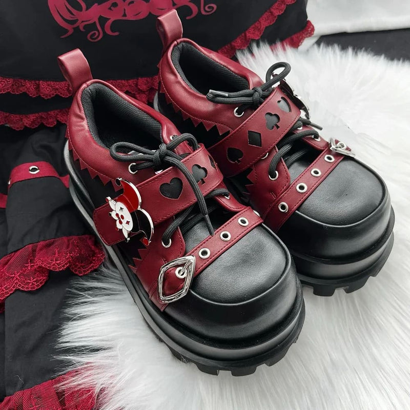 Kawaii the joke’s on you gothic joker platform lace up shoes