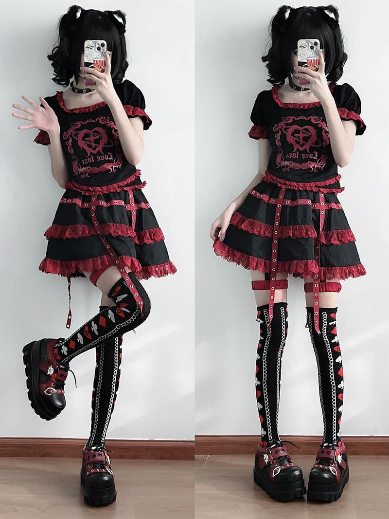 Kawaii the joke’s on you gothic joker platform lace up shoes