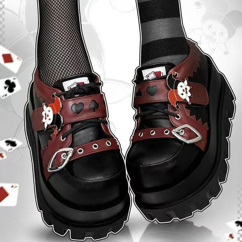 Kawaii the joke’s on you gothic joker platform lace up shoes