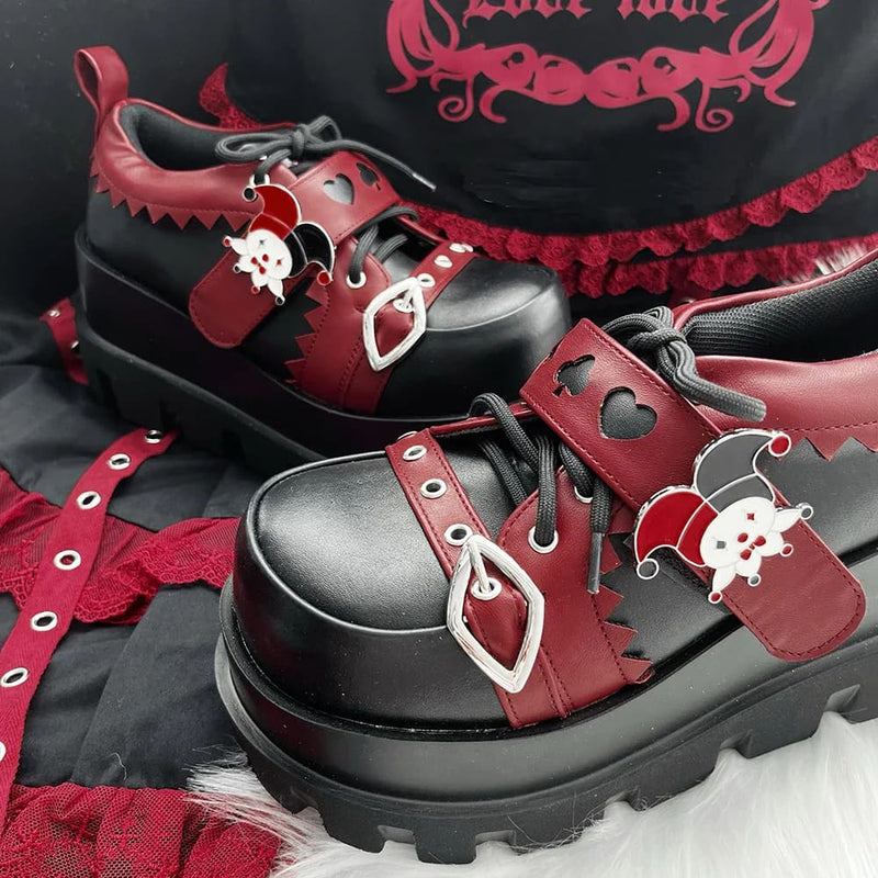 Kawaii the joke’s on you gothic joker platform lace up shoes