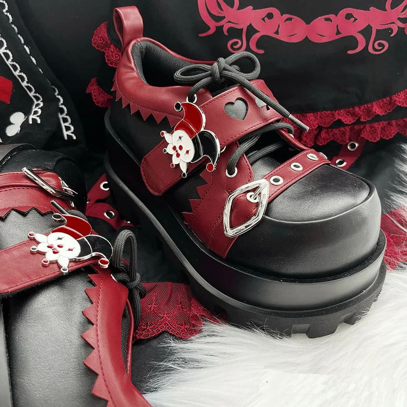 Kawaii the joke’s on you gothic joker platform lace up shoes