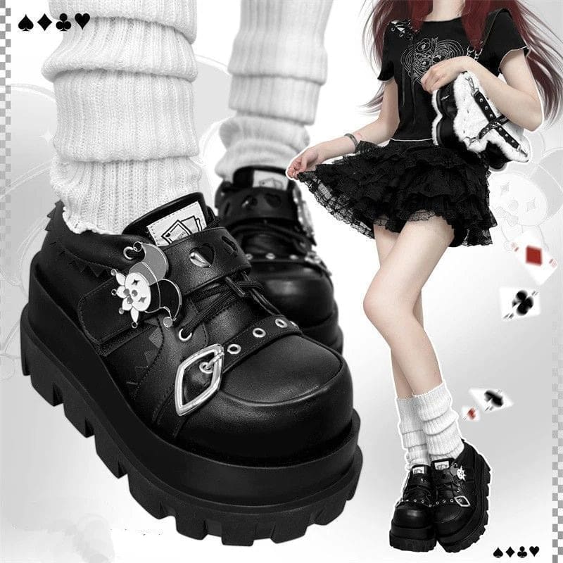 Kawaii the joke’s on you gothic joker platform lace up shoes