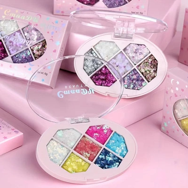 Kawaii 7 color chunky glitter eyeshadow make-up palette