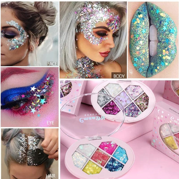 Kawaii 7 color chunky glitter eyeshadow make-up palette