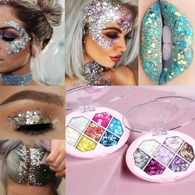 Kawaii 7 color chunky glitter eyeshadow make-up palette