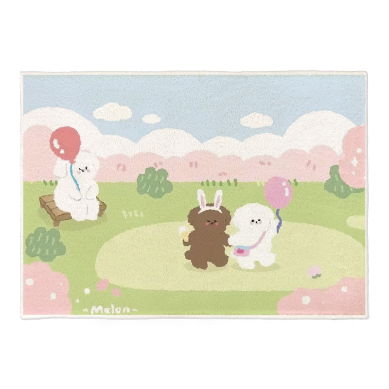 Kawaii area rug carpet - bath mat - bear - bears - bunny - floor