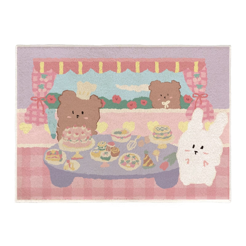 Kawaii area rug carpet - bath mat - bear - bears - bunny - floor