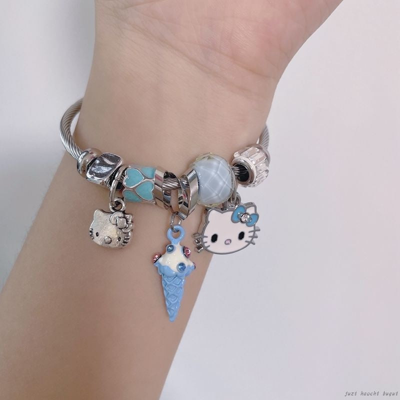 Sanrio, Jewelry, Sanrio Hello Kitty Multi Charm Bangle Bracelet