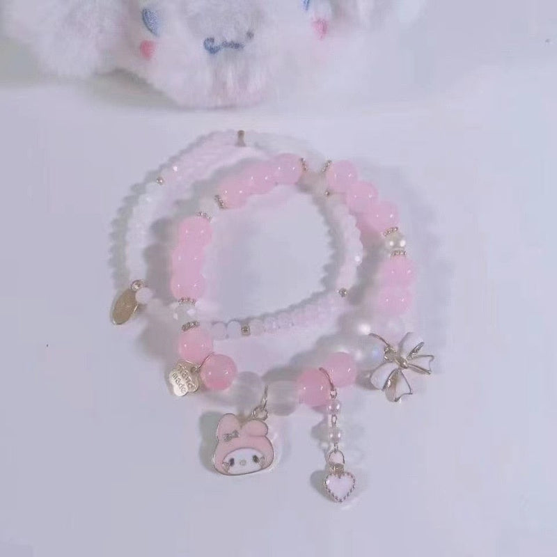 Kawaii Beaded Bracelets Pink Bead Melody