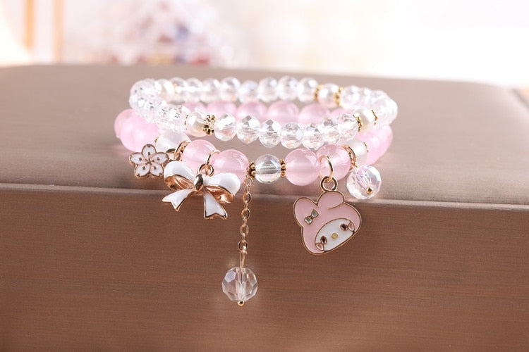 Kawaii Beaded Bracelets Pink Bead Melody