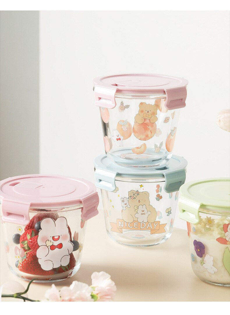 Kawaii bunny microwave glass bowl with lid - dish - dishes - dishware - glass