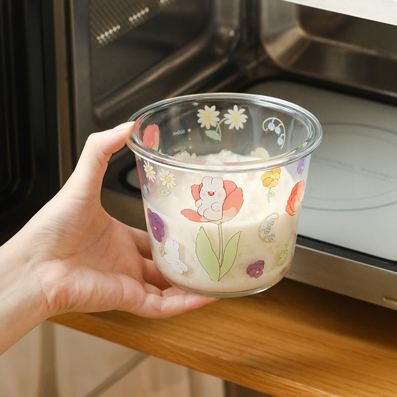 Kawaii bunny microwave glass bowl with lid - dish - dishes - dishware - glass