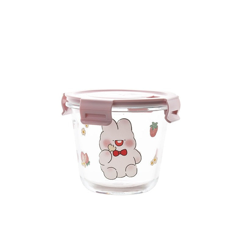 Kawaii bunny microwave glass bowl with lid - dish - dishes - dishware - glass