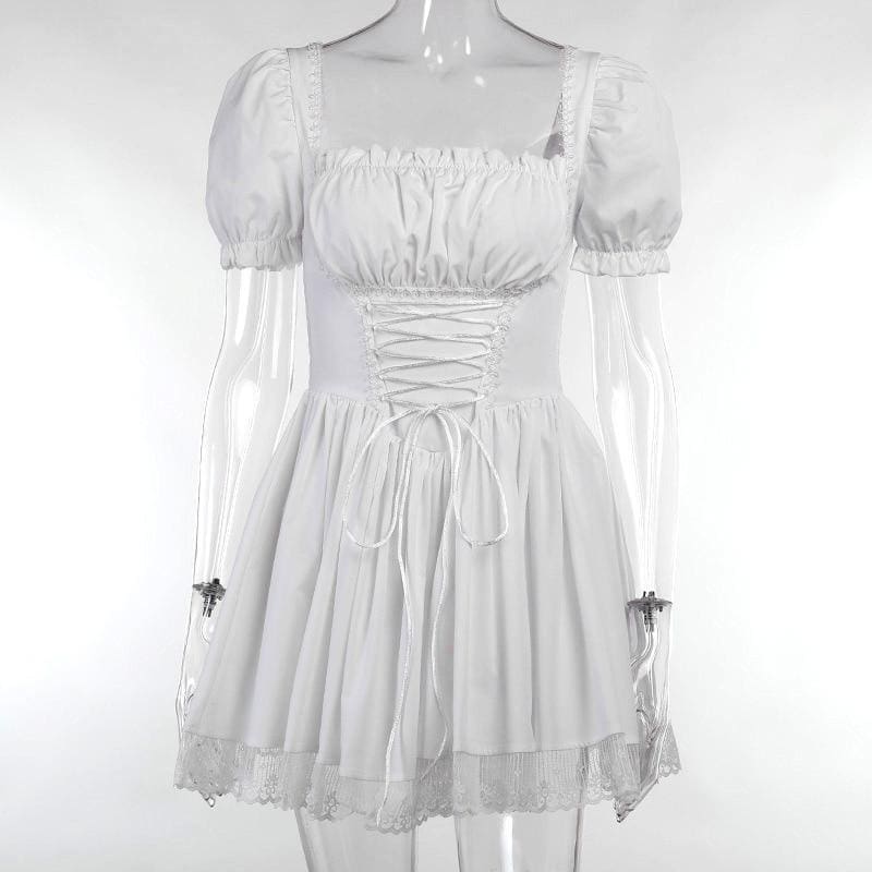 cute babydoll dresses Kawaii Cute Babydoll Maiden Dress Gothic Tutu Skirt Dark Fashion White / M
