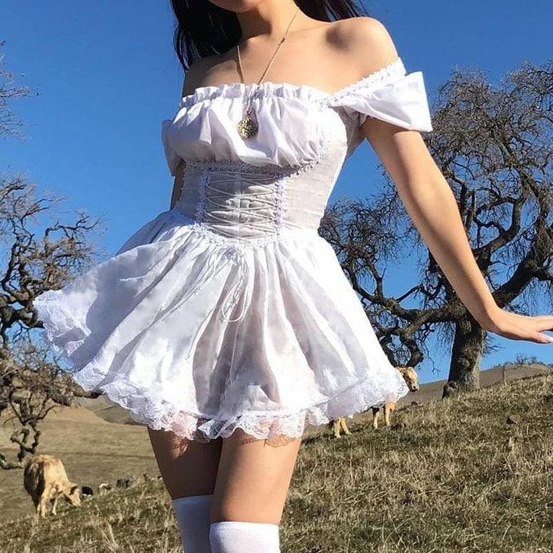 Kawaii Cute Babydoll Maiden Dress Gothic Tutu Skirt Dark Fashion White / M Kawaii Cute Babydoll Maiden Dress Gothic Tutu Skirt Dark Fashion White / M