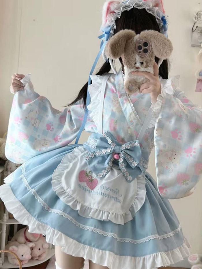 kawaii cute dress Sweet Strawberry Kimono – Kawaii Babe Size:4