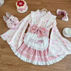 Kawaii cute sweet strawberry kimono dress