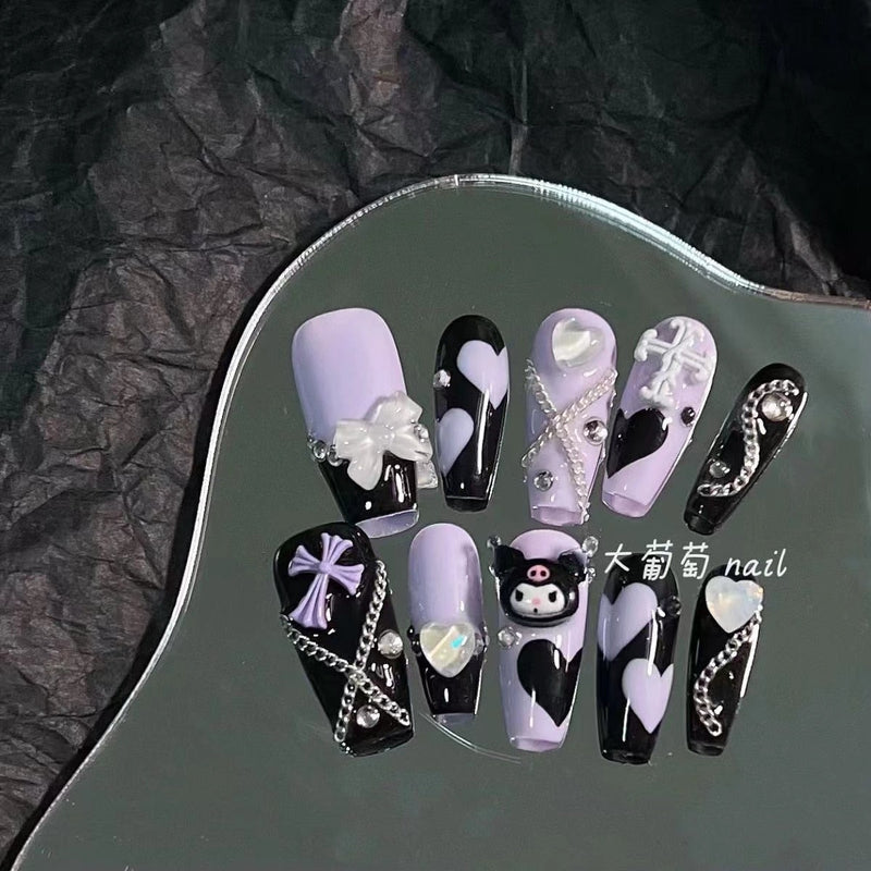 Kawaii deco press on nails - 3d - acrylic nails - fake - kawaiicore - my melody
