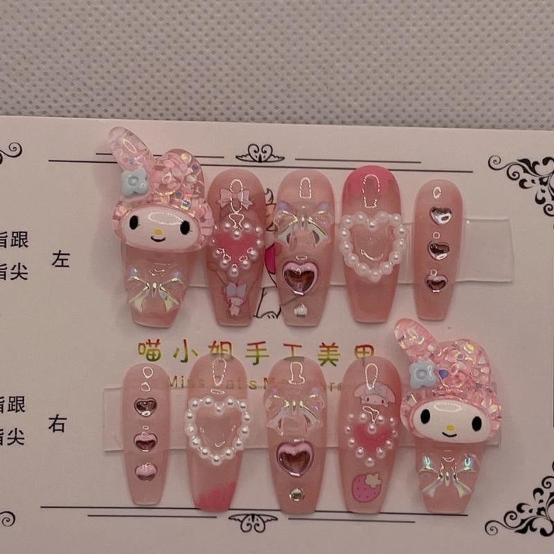 Sanrioed Hello Kitty Nail Charms Kawaii Cartoon Kuromi Nail Jewelry  Rhinestone Gems for Manicure Decration Accessories