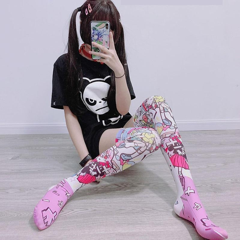 Kawaii explosion stockings anime knee high socks