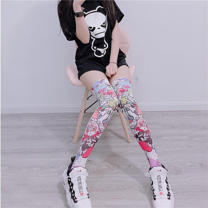 Kawaii explosion stockings anime knee high socks