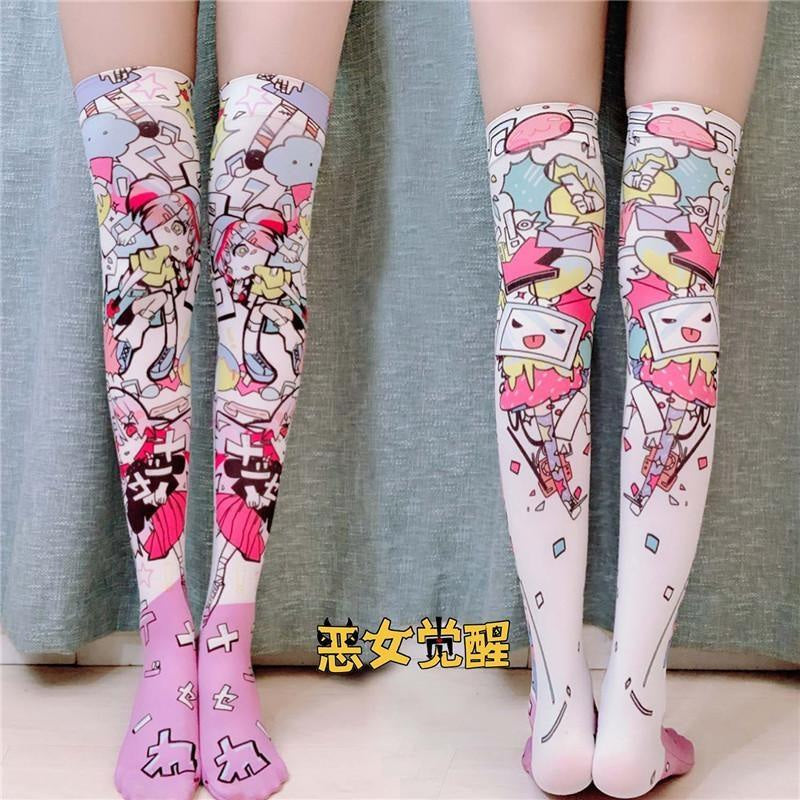 Kawaii explosion stockings anime knee high socks