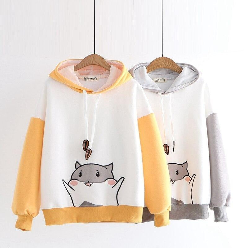 Kawaii hamster seed hoodie pullover sweater cute