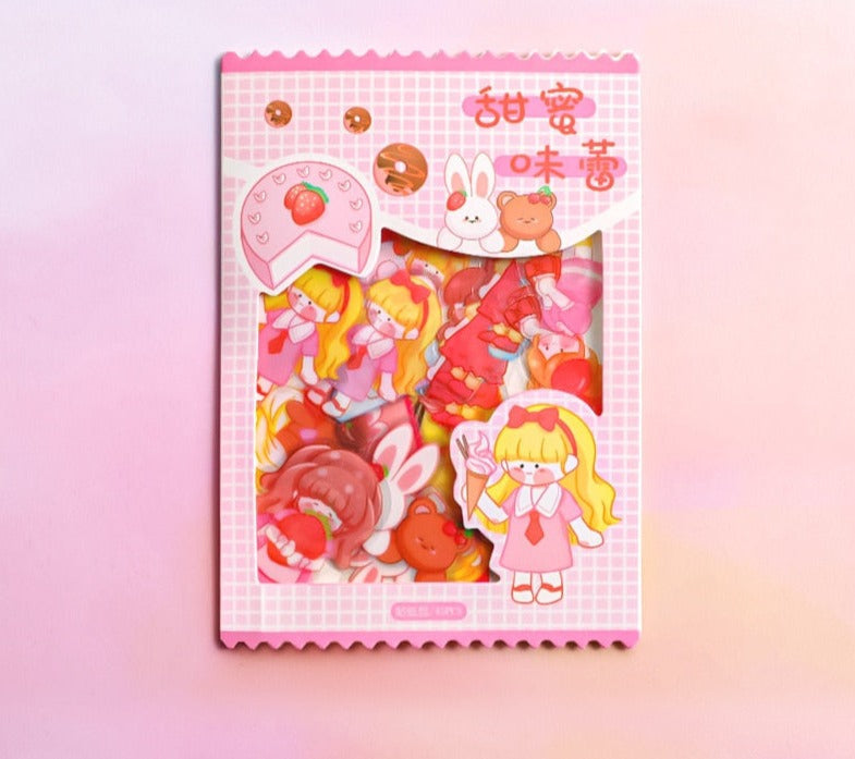 Kawaii laser cut sticker packs - anime - banana - fruit - peach - stationery