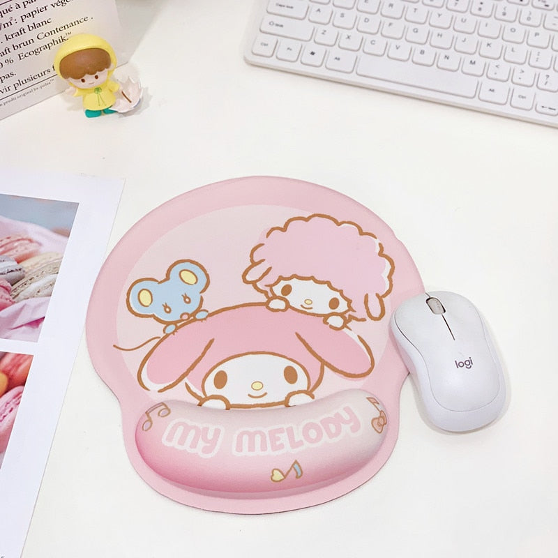 Kawaii mousepad with wrist support - cinnamoroll - gamer - gaming - kuromi - mouse pad