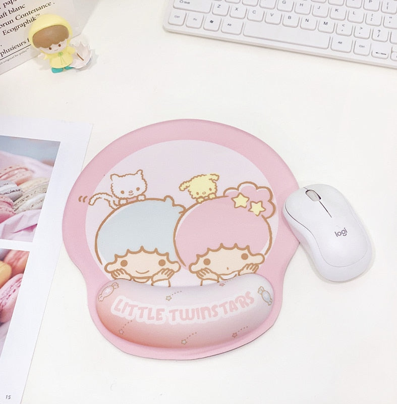 Kawaii mousepad with wrist support - cinnamoroll - gamer - gaming - kuromi - mouse pad