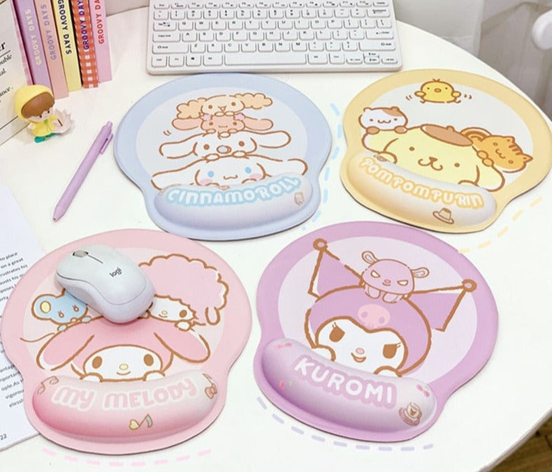 Kawaii mousepad with wrist support - cinnamoroll - gamer - gaming - kuromi - mouse pad