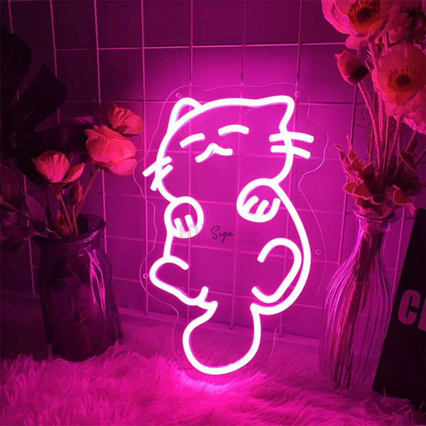 Kawaii neko cat led sign - cat - light - up sign - lighting - lights