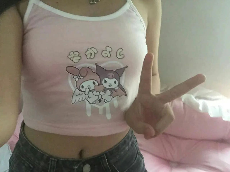 Kawaii pastel besties crop top tank shirt