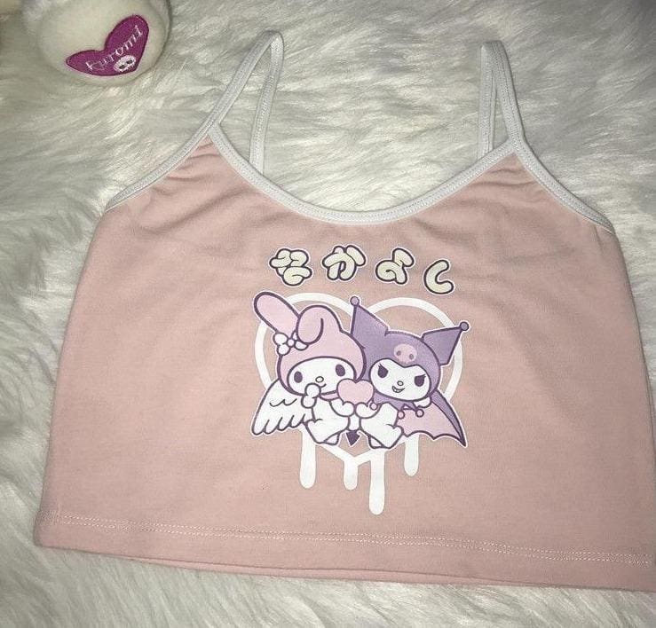 Kawaii pastel besties crop top tank shirt