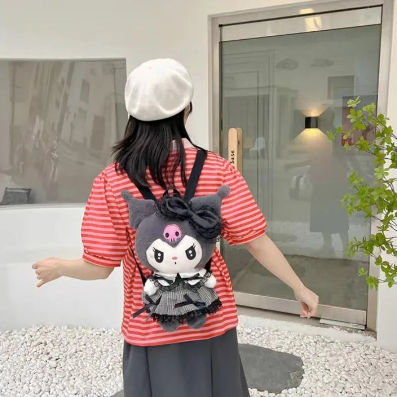 Kawaii pastel goth plush backpacks - backpack - backpacks - book bags - kuromi