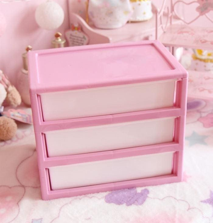 Kawaii pink bunny jewelry box storage with drawers