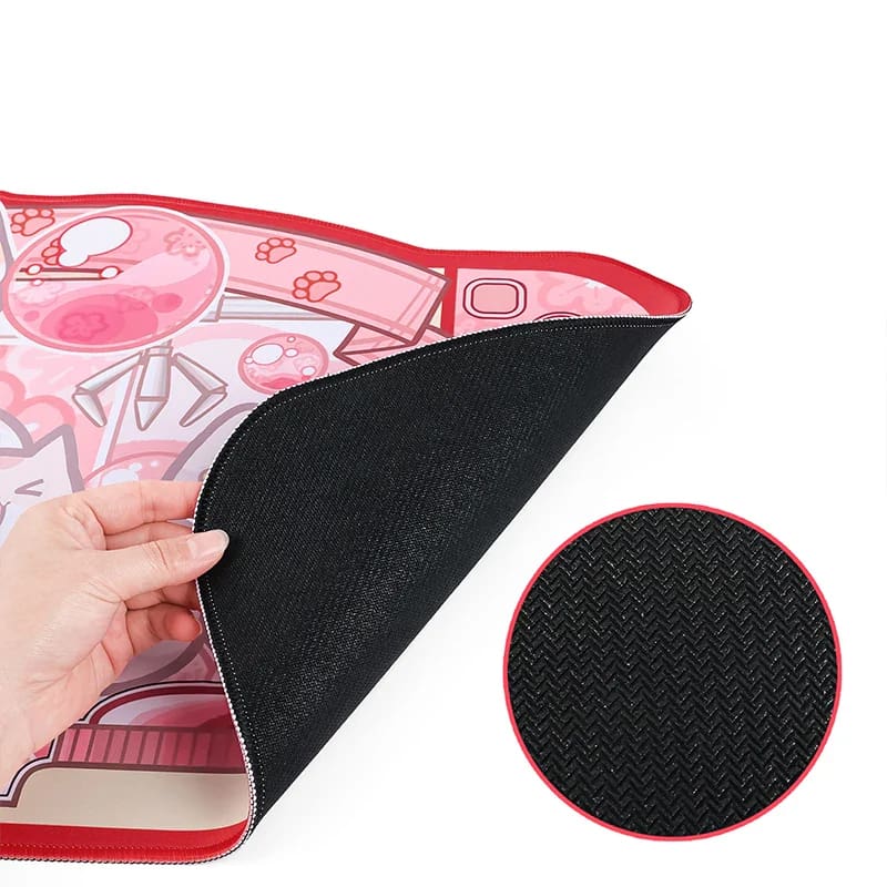 Kawaii pink silly cat gaming mousepad large size streaming