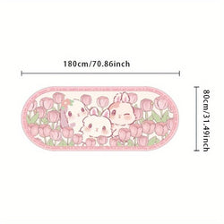 Kawaii pink tulip kitten non-slip rug mat