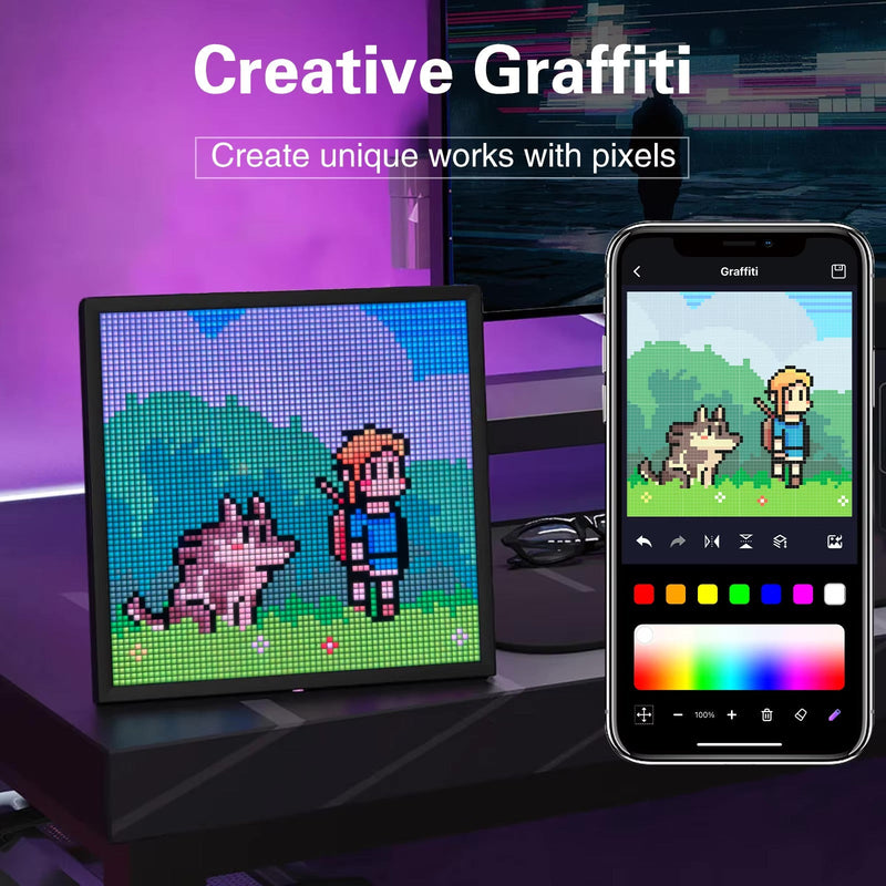 Kawaii smart led pixel display & custom art app - custom art - display - gamer - pixel app