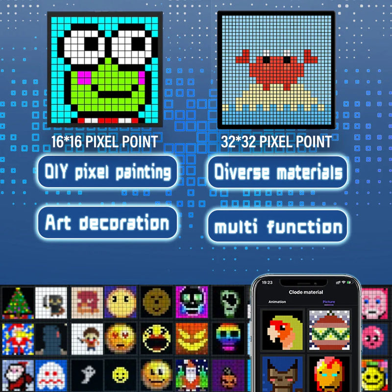 Kawaii smart led pixel display & custom art app - custom art - display - gamer - pixel app