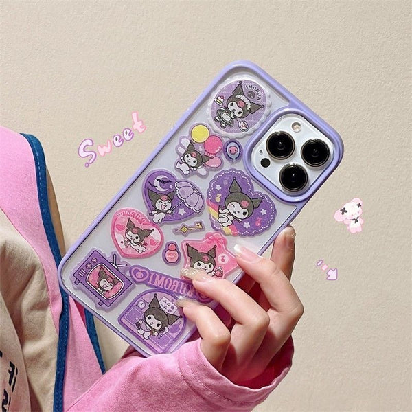 Kawaii sticker iphone case - hearts - hello kitty - kawaii - kuromi - phone case